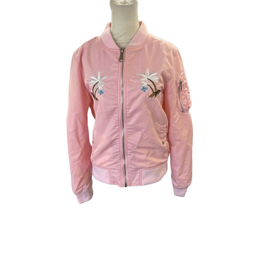 Schott NY Waikiki Commemorative Flight Jacket Size M Pink Embroidered